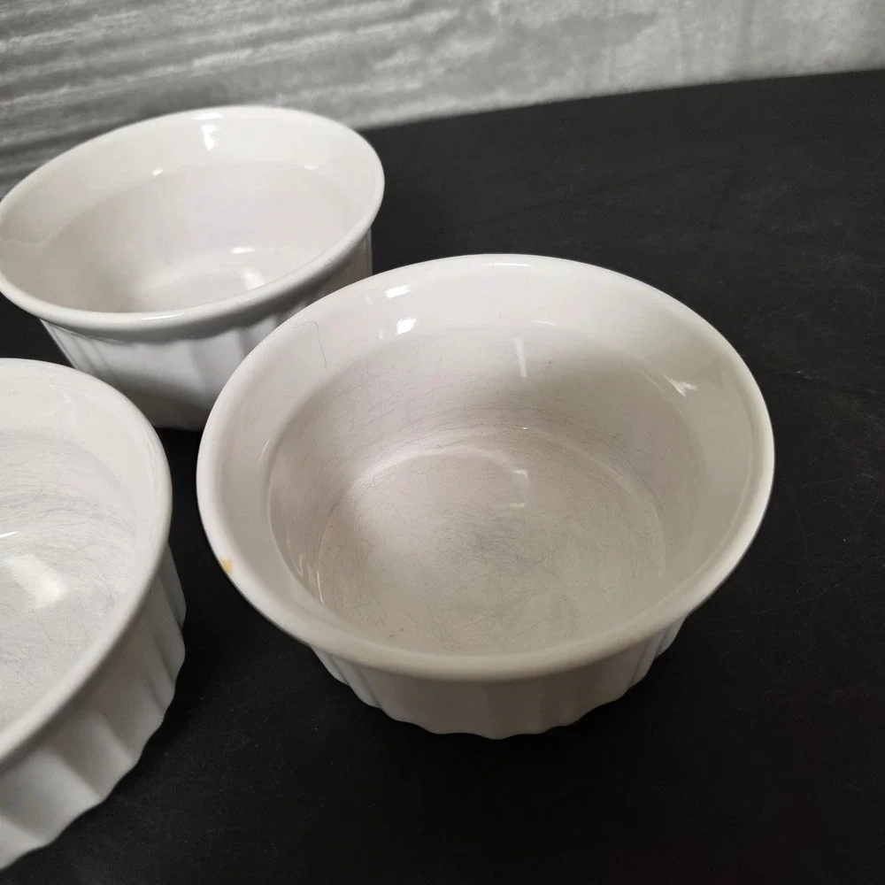 CorningWare French White Ramekin Set of 3 7oz Tableware Baking Minimalist FAIR